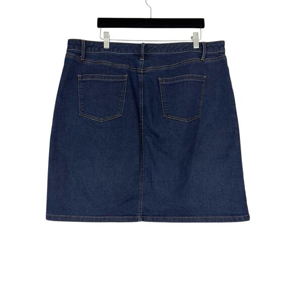 Talbots Medium Wash Denim Mini Skirt Blue High Rise Stretch Women's Size 16 - Picture 2 of 4